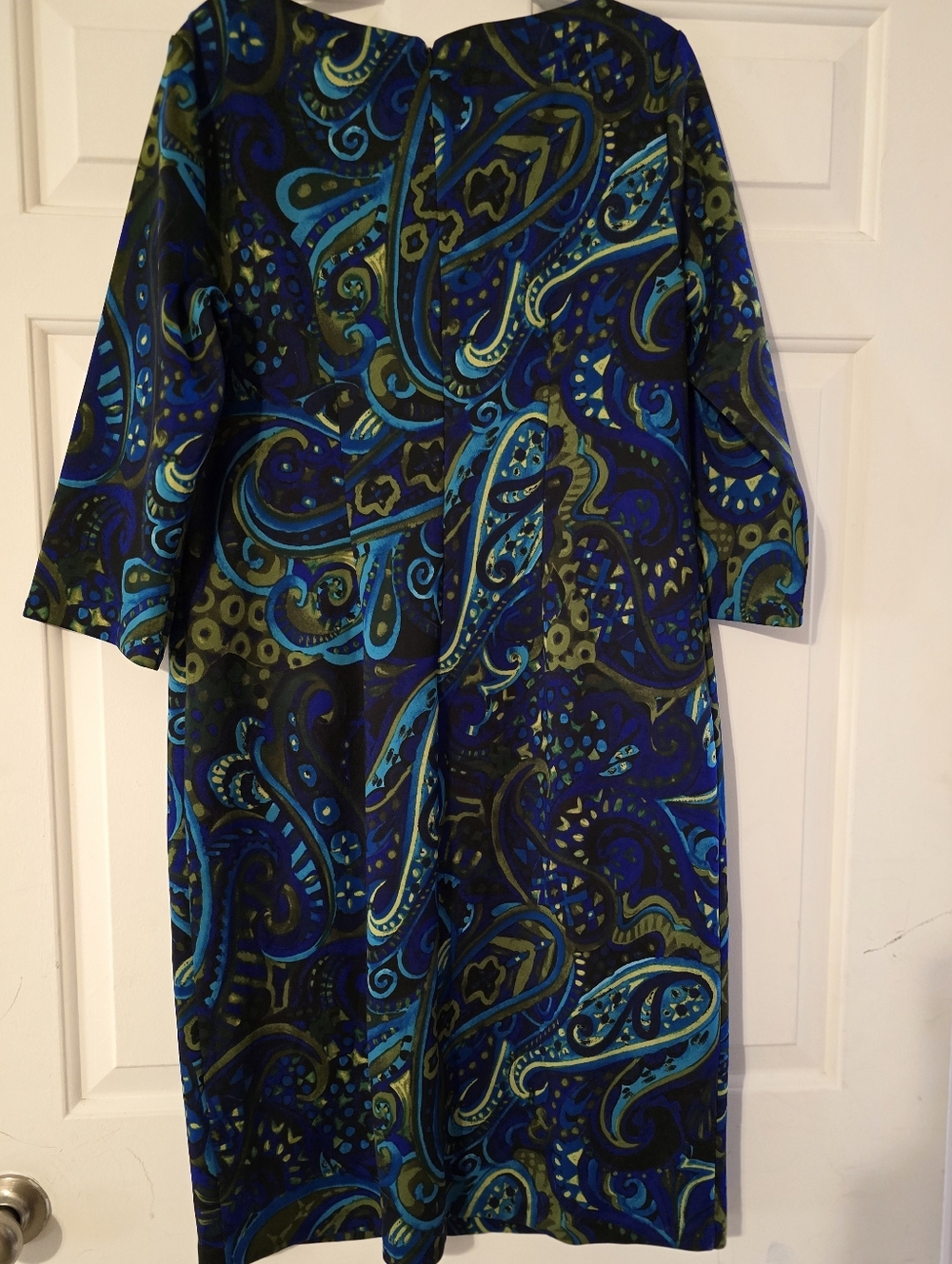 Kasper Teal & Blue Paisley Long-Sleeve Sheath Dress - Picture 2 of 3
